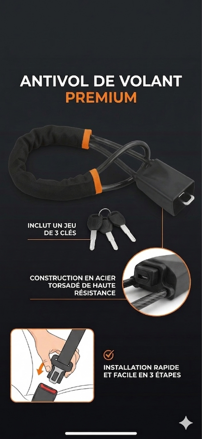 Antivol de Volant SteelClick – Protection Haute Sécurité Anti-Mousejacking